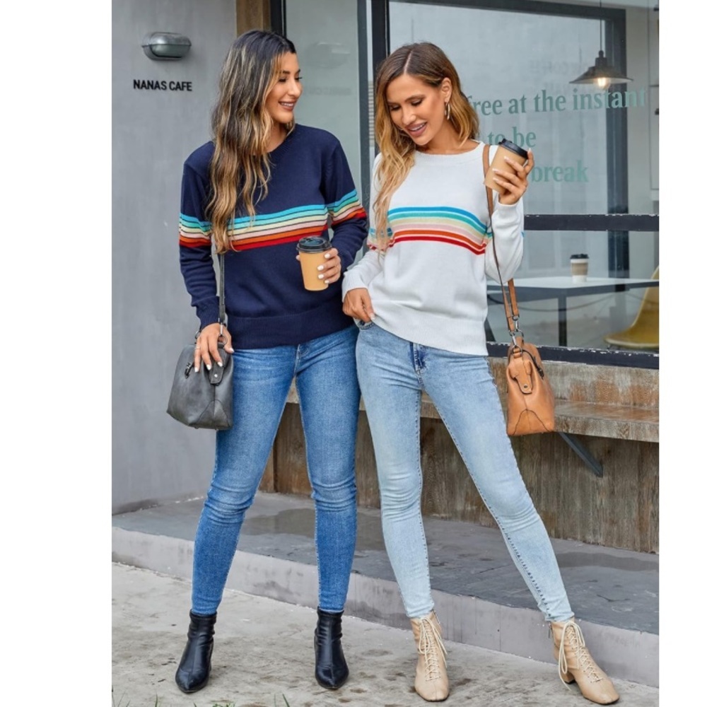 HERA COLLECTION Rainbow mid length Sweater Size Large - Picture 6 of 12